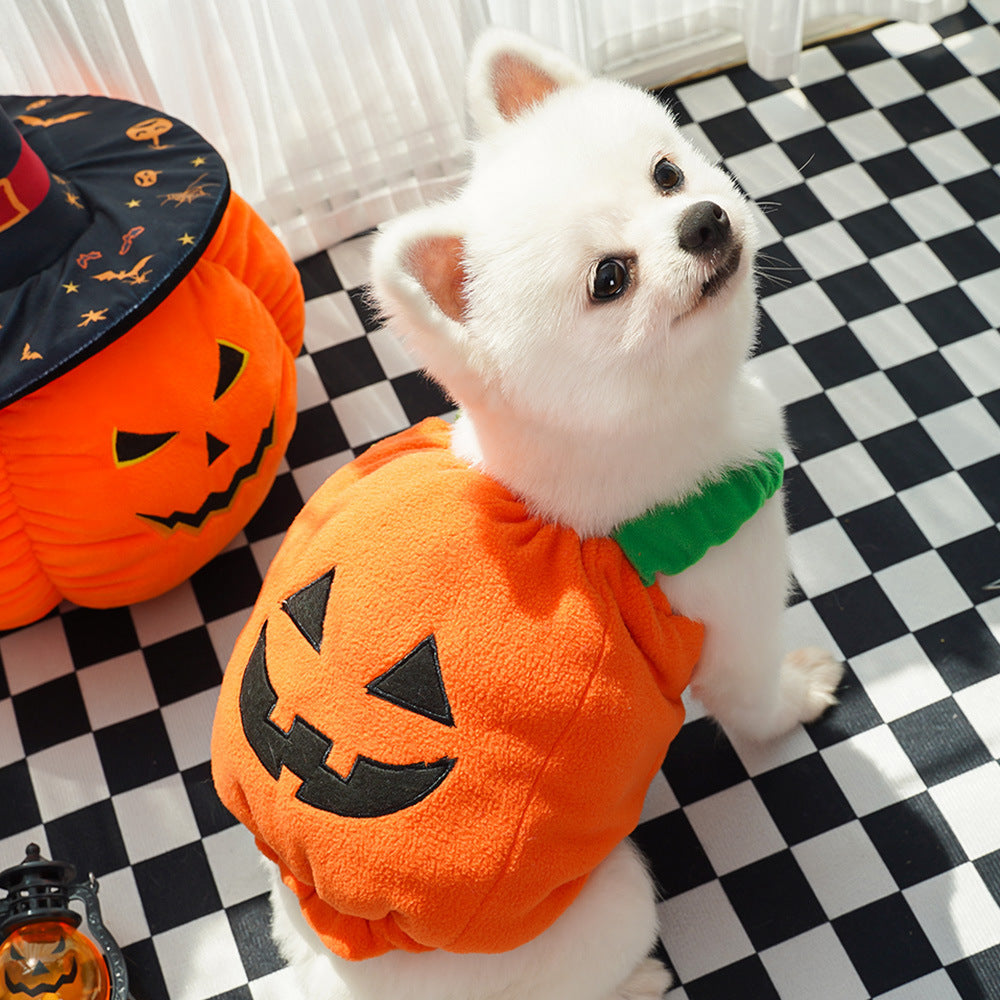 Halloween Pumpkin Pet Vest – Funny Costume Harness for Dogs & Cats