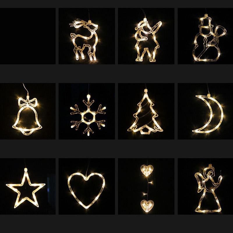 Christmas LED Window Lights – Santa, Elk, Snowman Décor